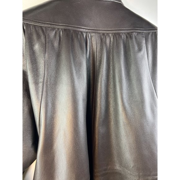 Vintage Leather Dress Black Coat - Picture 8 of 10